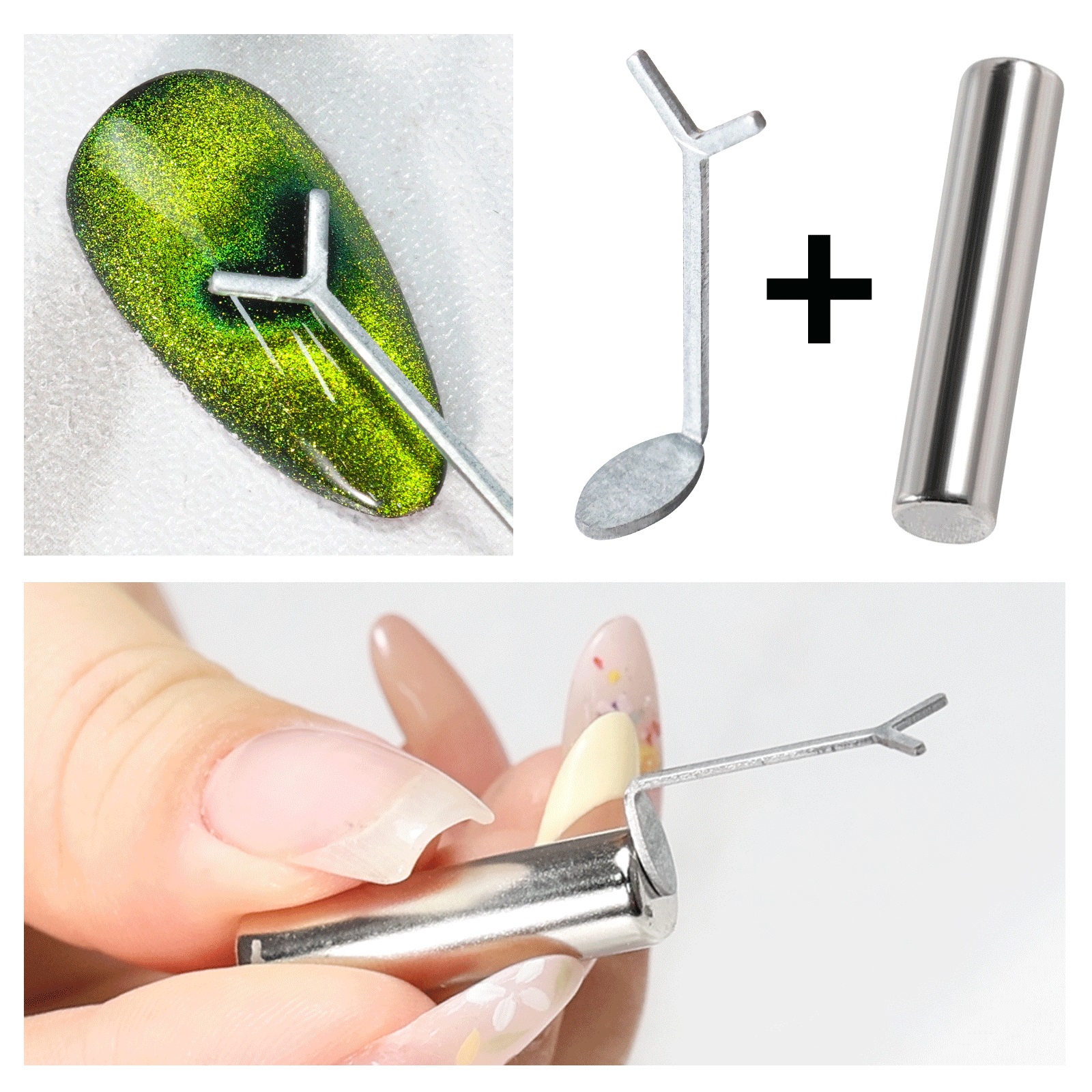 Y-Shaped Cat Eye Nail Polish Magnet Rod Combination Set Nail Art DIY Love Heart Effect Gel Polish Magnet Rod Tool Set