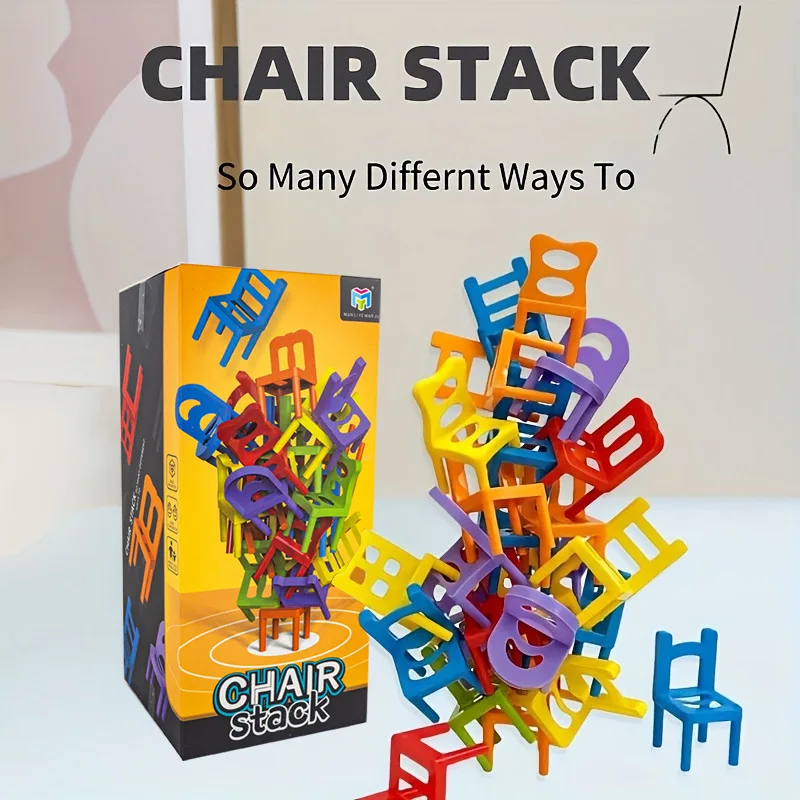 Clearance_24-42pc children's puzzle folding chair toy parent-child interactive game for kids chair stack party game juego social
