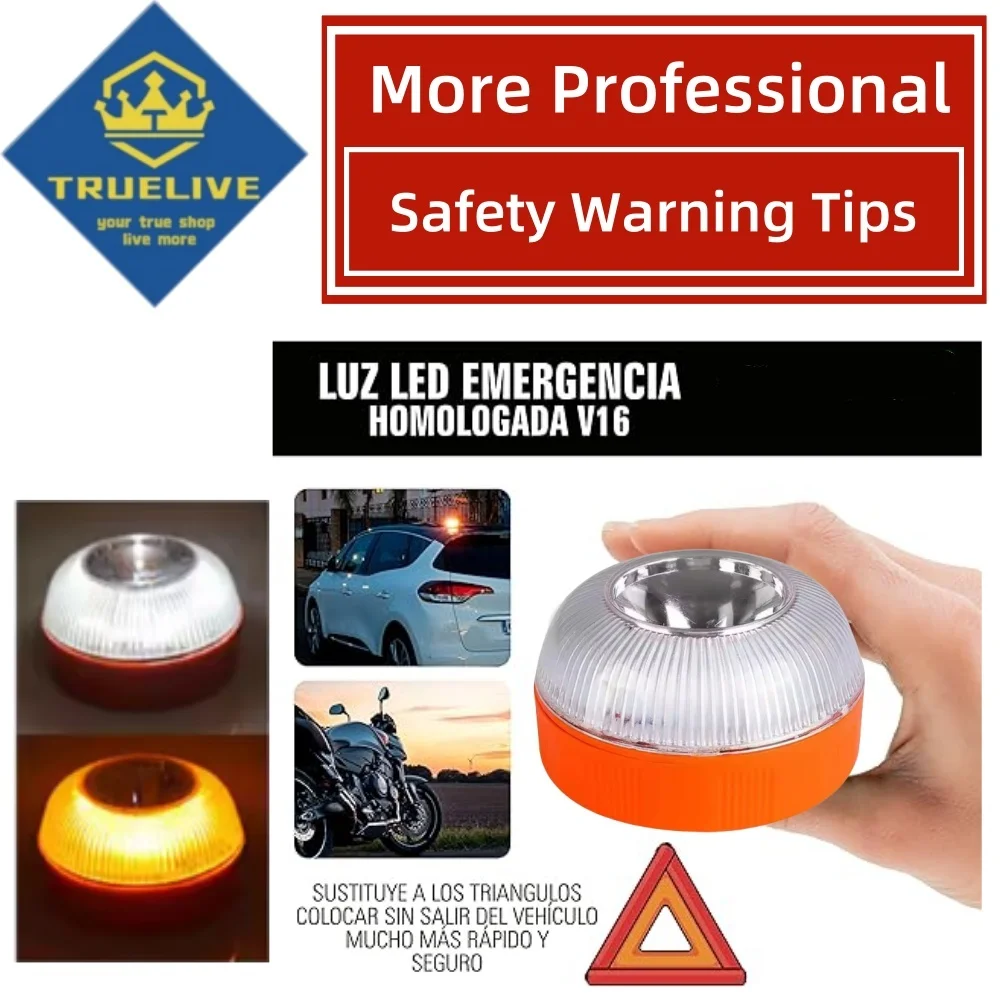 5/3/1PCS V16 LED Car Emergency Light Flashlight Rechargeable Safety Signal Lamp Warning Light Waterproof Waterproof Beacon Lamp