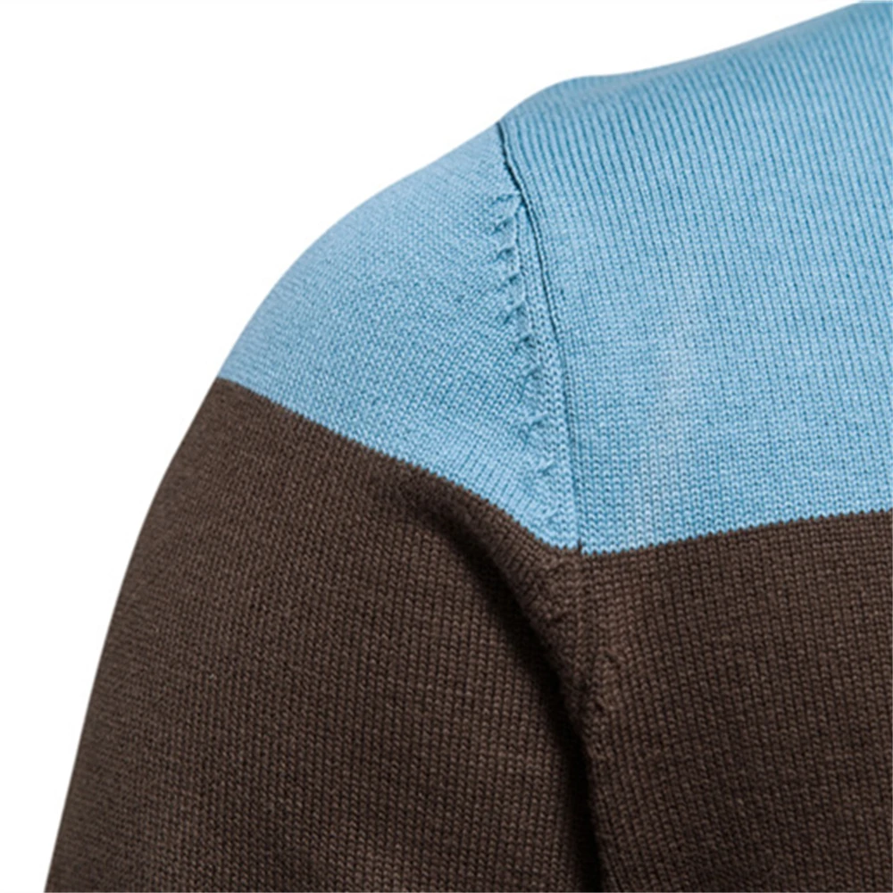 2023 ใหม่ฤดูใบไม้ร่วงและฤดูหนาว 100% Cotton Mens Zipperเสื้อสเวตเตอร์ถักลําลองPatchworkแฟชั่นเยาวชนถักเสื้อกันหนาวสําหรับชาย