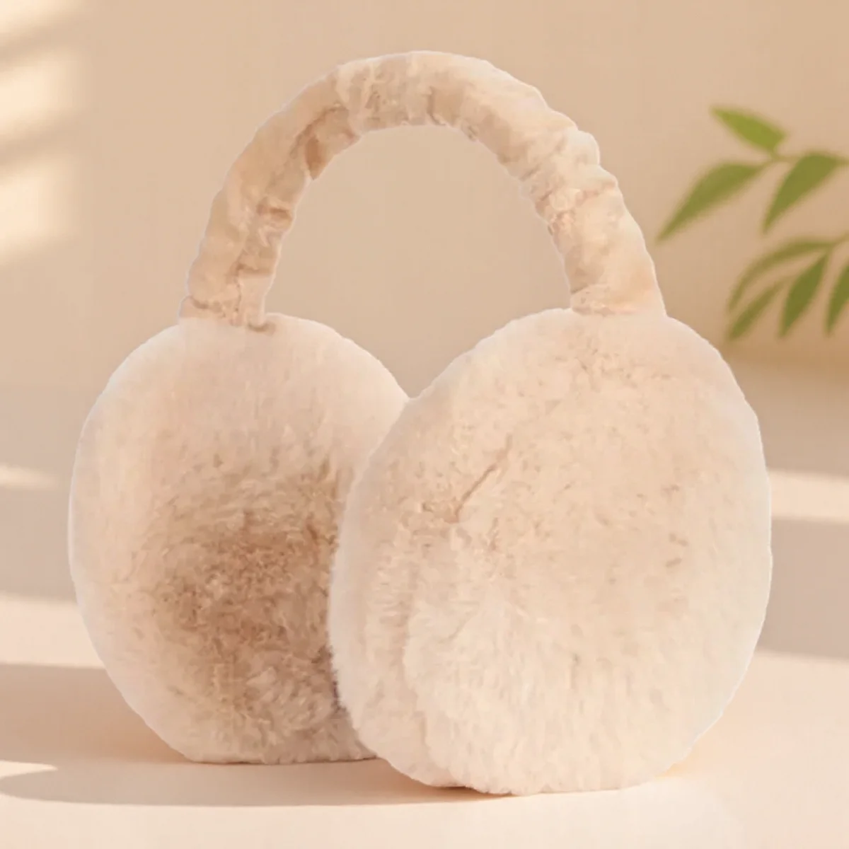 Orejeras calentadoras de orejas de felpa suave para mujer, accesorios para clima frío al aire libre, Color sólido, 1 ud.