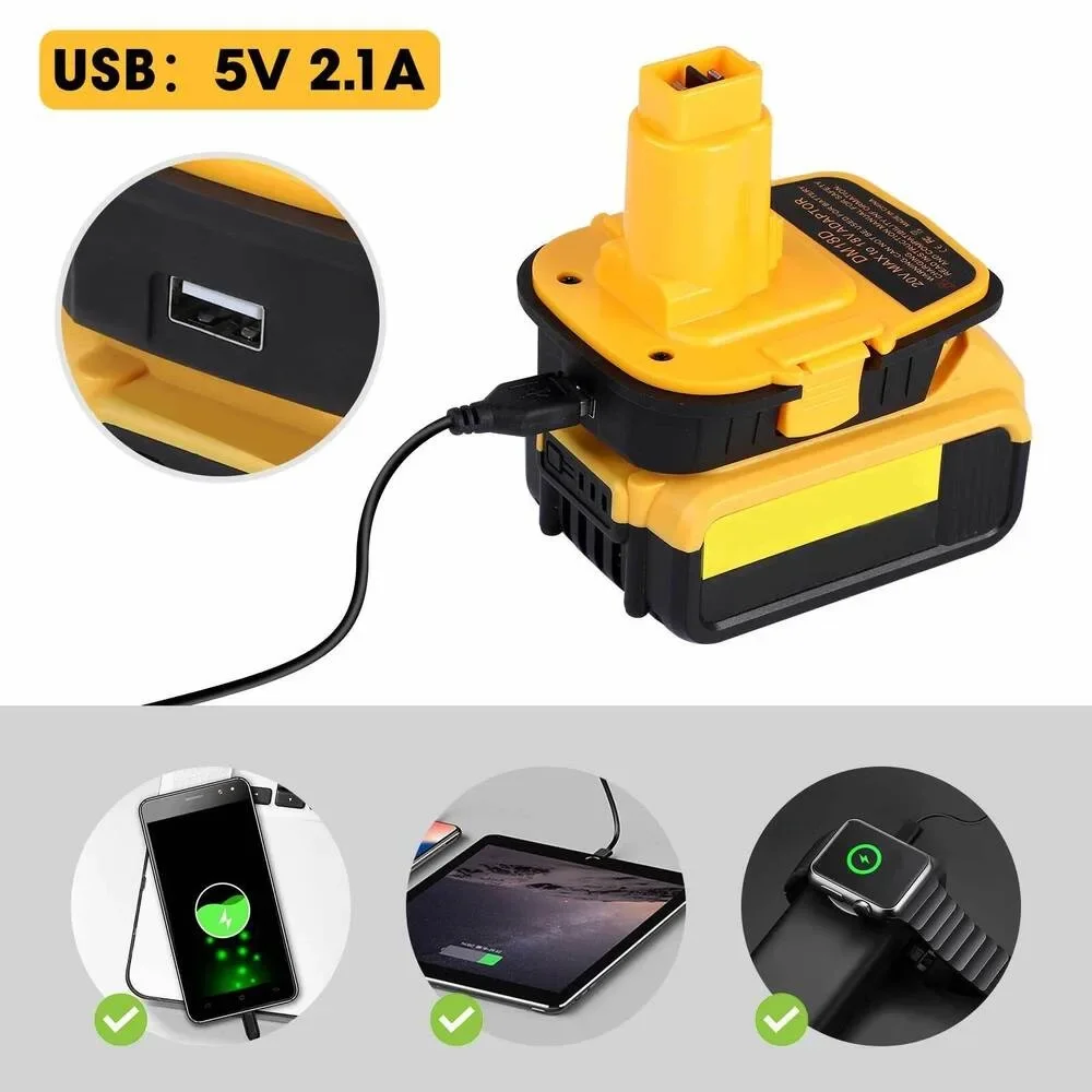 USB 変換付きバッテリーアダプター DeWalt 20V ミルウォーキー 18V リチウムバッテリーから DeWalt NiCad & NiMh バッテリー電動工具用