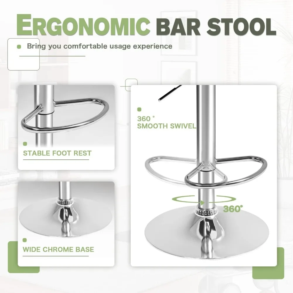 Bar Stools Modern Pu Leather Swivel Adjustable Hydraulic Bar Stool Square Counter Height Stool Set of 2