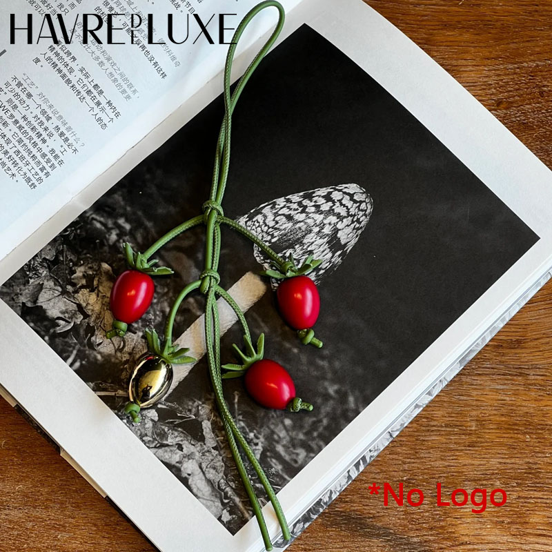 Abalorio de bolso de piel de vaca, exquisito colgante de cuerda de tomate para mujer, bonito colgante para mochila que combina con todo, accesorios para bolso