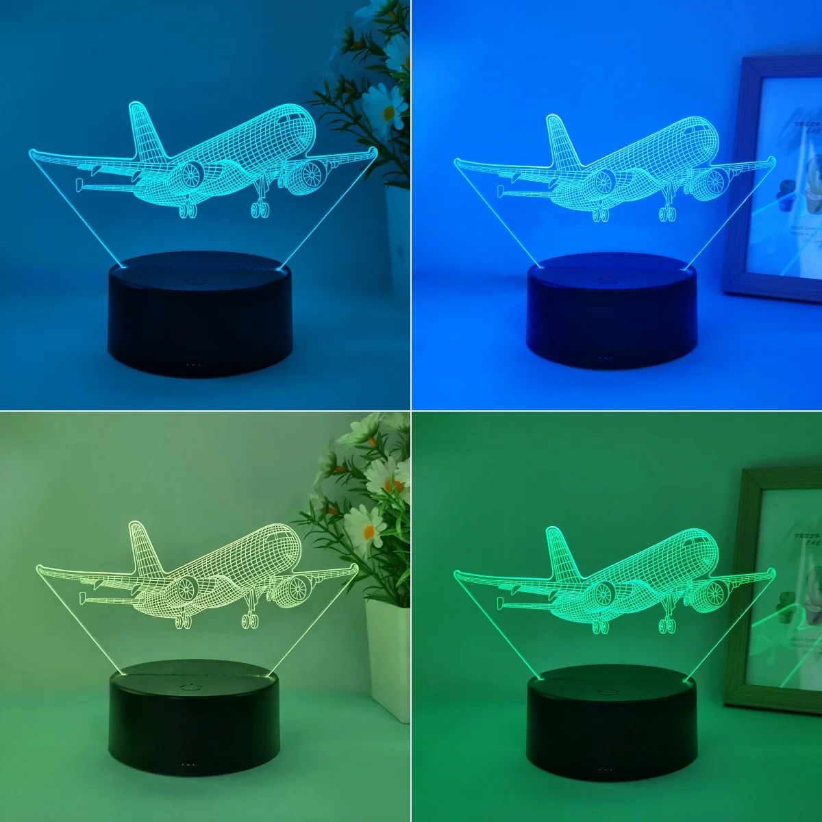 1 szt. Lampka nocna 3D do modelu samolotu, interfejs USB, kolekcja prezentów dla entuzjastów lotu, świąteczne lampki dekoracyjne.