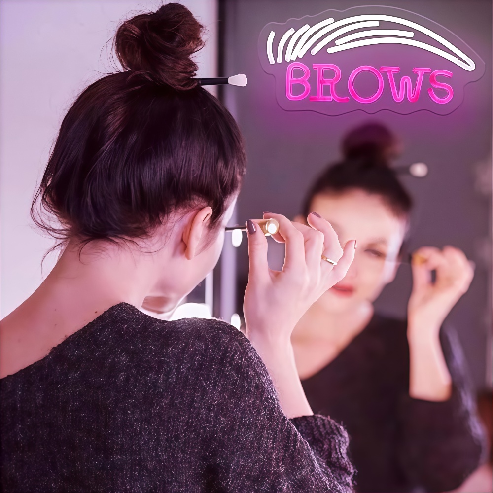 Brows Neon Signs Light Eyebrow Neon Signs Beauty Salon LED Light up Sign Eyebrow Tattoo Light up Sign Wall Art Decoration Neon