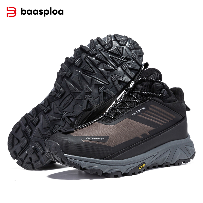 Baasploa Männer Im Freien Turnschuhe Winter Komfort Plüsch Warme Wanderschuhe Männer Neue Oxford Wasserdicht Nicht-Slip Casual Turnschuhe Männlich