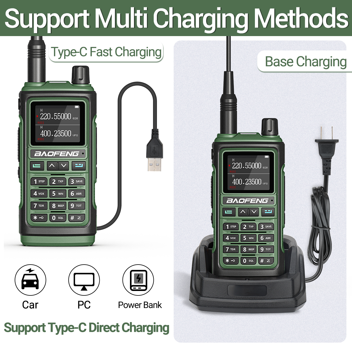 Baofeng UV-17 Pro V2 Tri Band Walkie Talkie Long Range leistungsstarke drahtlose Kopierfrequenz Typ-C UV-5R UV-21 Pro Ham Two Way Radio