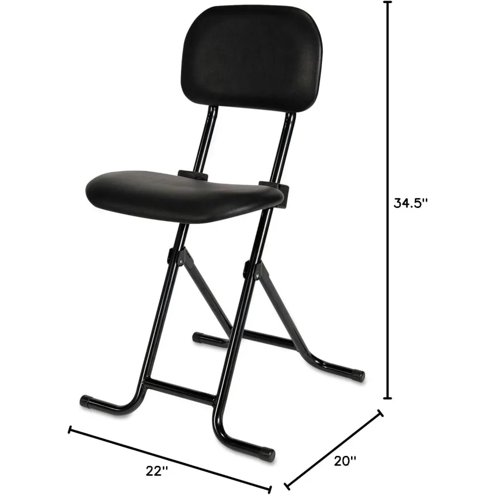 ALECS612 27.5 in. Seat Height IL Series Height-Adjustable Folding Stool Supports Up to 300 lbs. - Black