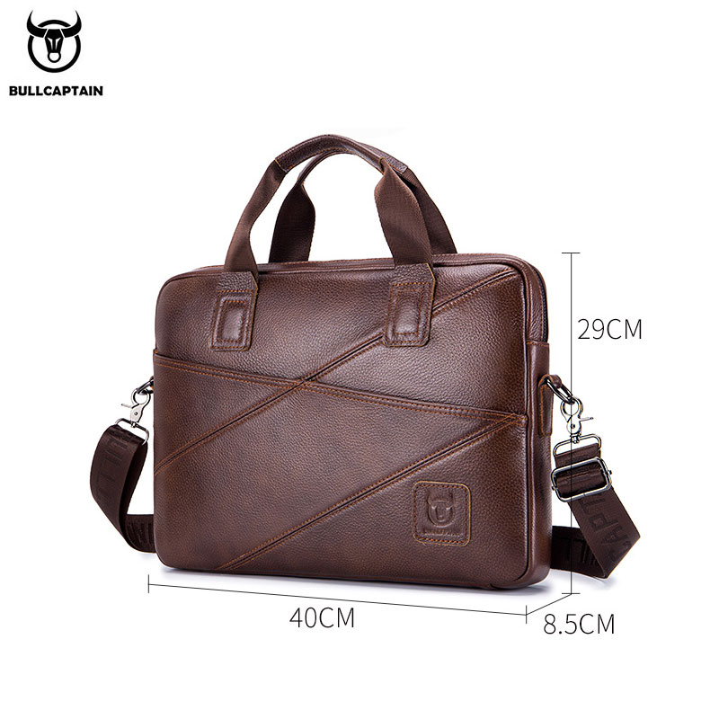 BULLCAPTAIN Valigetta in pelle da uomo con borsa multifunzionale di grande capacità Borsa da lavoro per borsa a tracolla da uomo per computer