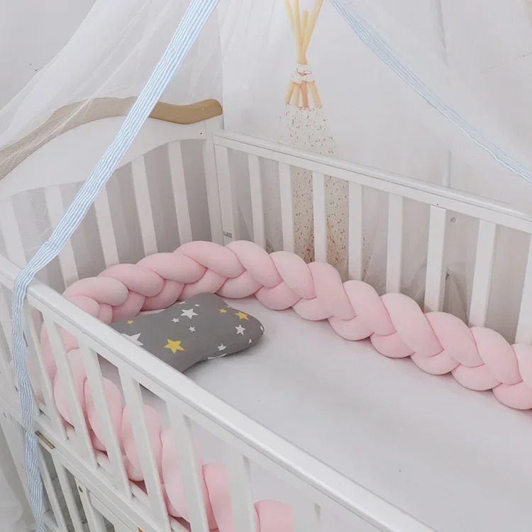 1M/2M/3M/4M Knot Braid Bumper Infant Cradle Cot Protector Plush Pillow Cushion Crib Anti-collision Room Decor Baby Bed Bumper