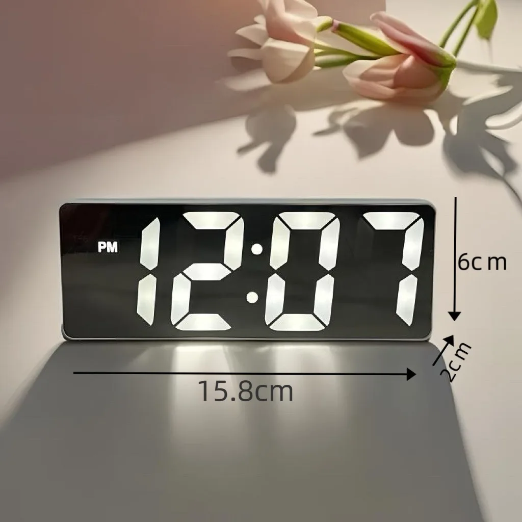Sveglia digitale a LED Soggiorno Camera da letto Orologio da tavolo elettronico con display della temperatura Luminosità regolabile 12/24 ore