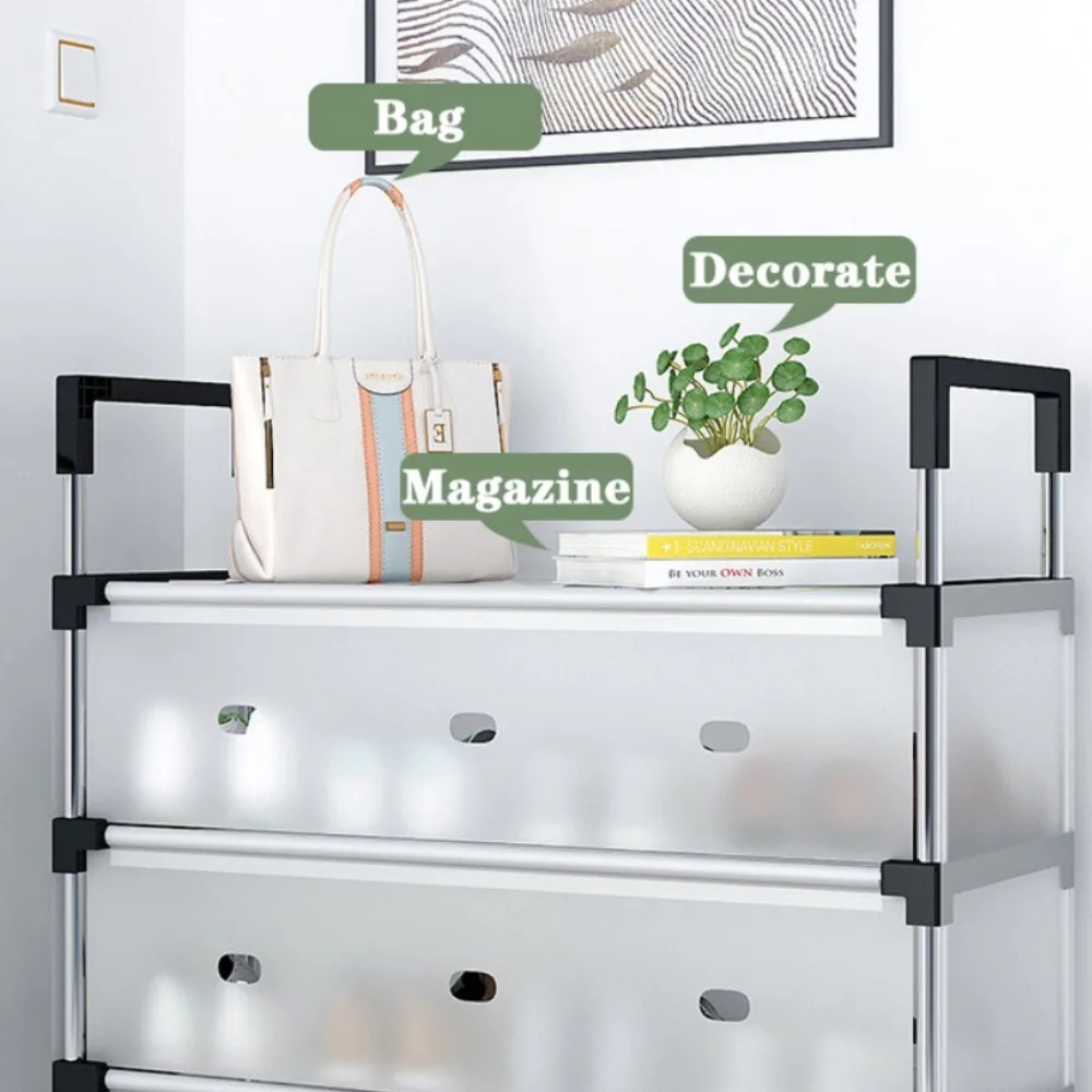 Dustproof DIY Shoe Rack Stainless Steel Pipes Household Multilayer Economical Space Saving Durable And Long-Lasting Shoes Rack