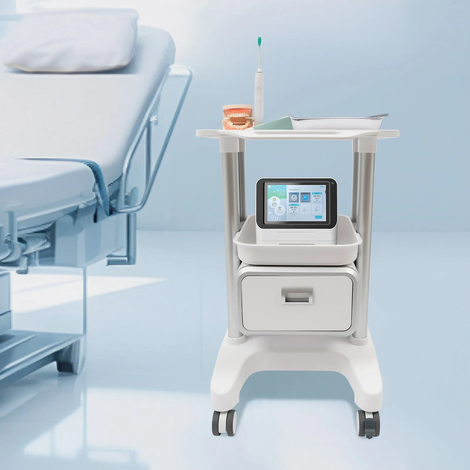 Carrello medico con ruote, carrello mobile per strumenti cosmetici, carrello portautensili per ospedali, saloni di bellezza, spa