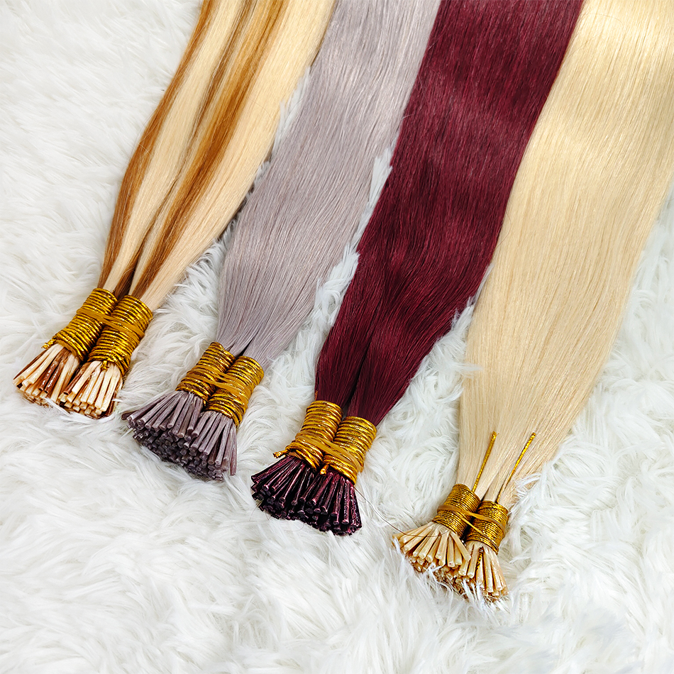 Extensiones De Cabello Itip De queratina virgen cruda, 100% humano Remy, Remy ruso, liso, con punta, Extensiones De cabello humano Natural