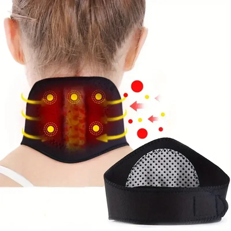 Selbsterhitzende magnetische Nackenstütze – mittelweiches tragbares Nackenkissen mit spontane Wärmetherapie zum Ausziehen, Schmerzen
