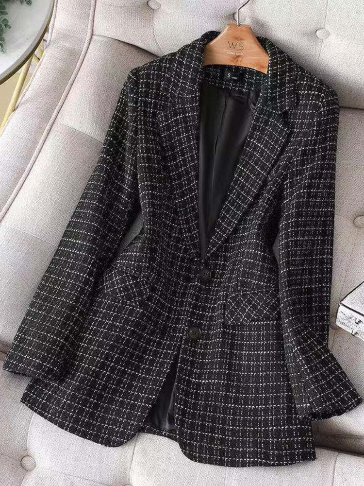 Neue Plaid Blazer Mode Jacke Frauen Frühling Herbst Langarm lässig elegant Büro klassisch schick Temperament Blazer