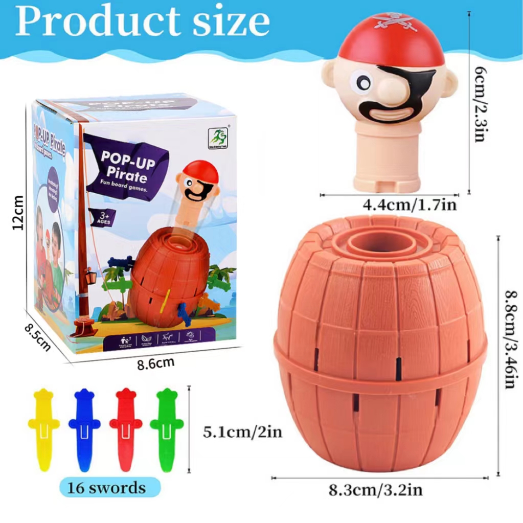 Mini nuevos y divertidos juguetes de barril pirata, juego de la suerte, cubo de piratas saltadores, espada emergente, juguete complicado, bromas familiares para niños, regalo para chico