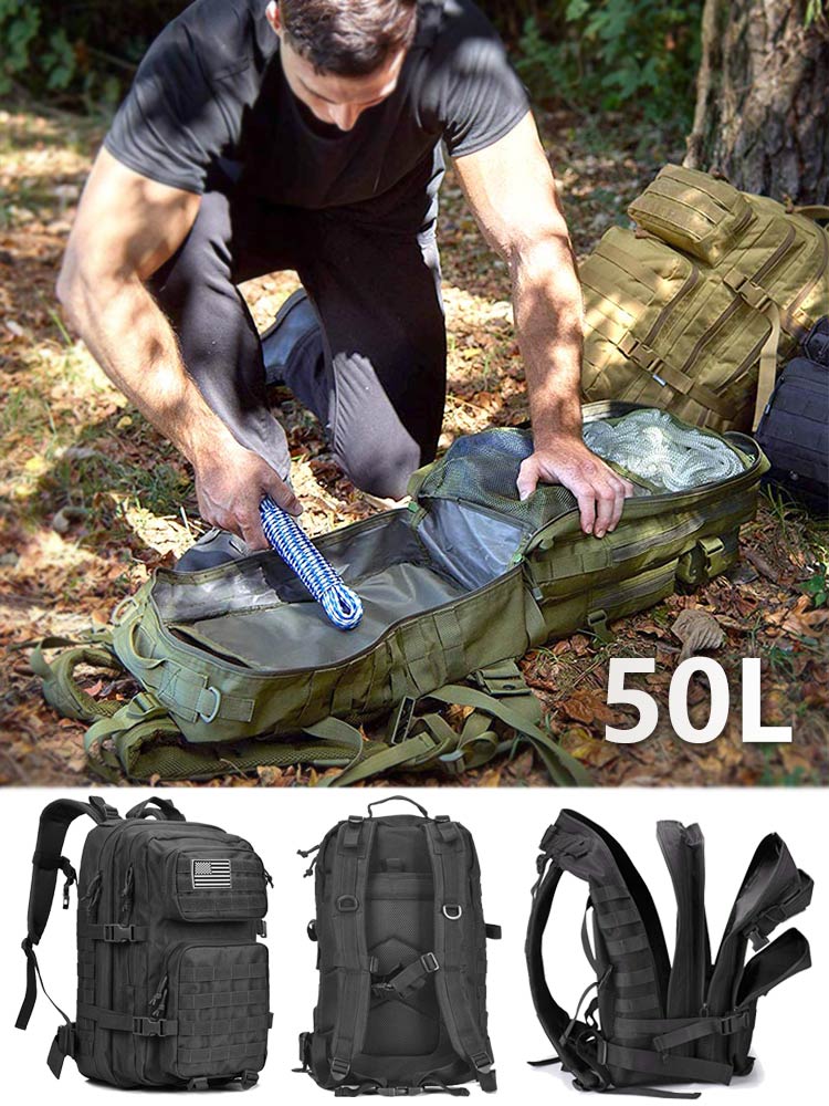 Zaino scolastico 3P Zaino Molle per borsa da caccia da trekking Zaini tattici da uomo da 50 litri Borse da viaggio per esterni all'aperto