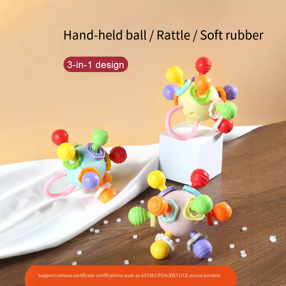 Pelota de agarre redondeada para bebé, juguete para bebé para el desarrollo educativo temprano, seguro para la dentición y la masticar