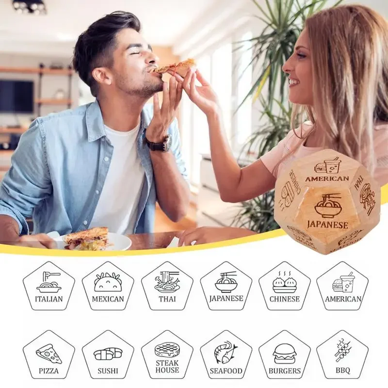 Holz Essen Würfel Würfel Spiele Datum Nacht Ideen für Paare Spaß Geschenke für Hochzeitstag Paare Halloween Valentinstag