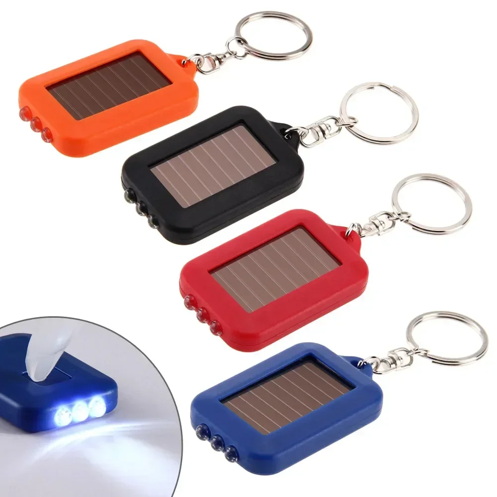 Mini Solar Charging LED Keychain Flashlight Outdoor Emergency Torch Small Torch Camping Flashlight Keyring Flashlights