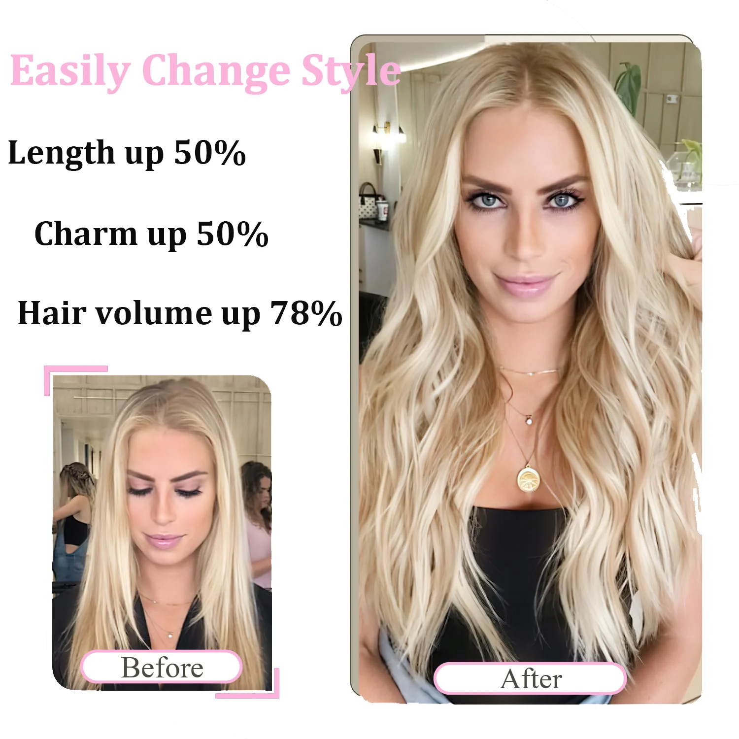 Linha de peixe 100 extensão do cabelo humano pedaço cabelo loiro remy cabelo reto fio de pesca com 3 clipes fio invisível extensão do cabelo