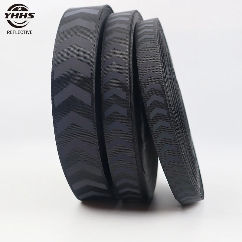 Wholesale Rainbow Reflective Webbing with Black Tape Magic Gradient Garment Accessories  For Pet Collar Or Keychains
