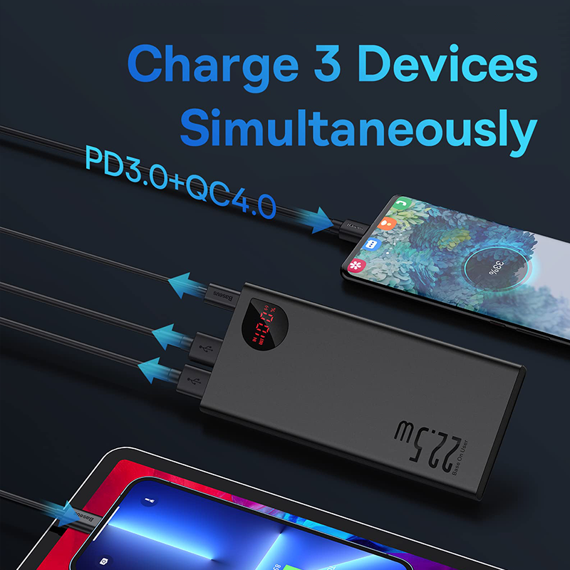 Baseus Power Bank 10000 мАч с 22,5 Вт PD Powerbank с быстрой зарядкой Портативное зарядное устройство для iPhone 16 15 14 13 Pro Max Xiaomi