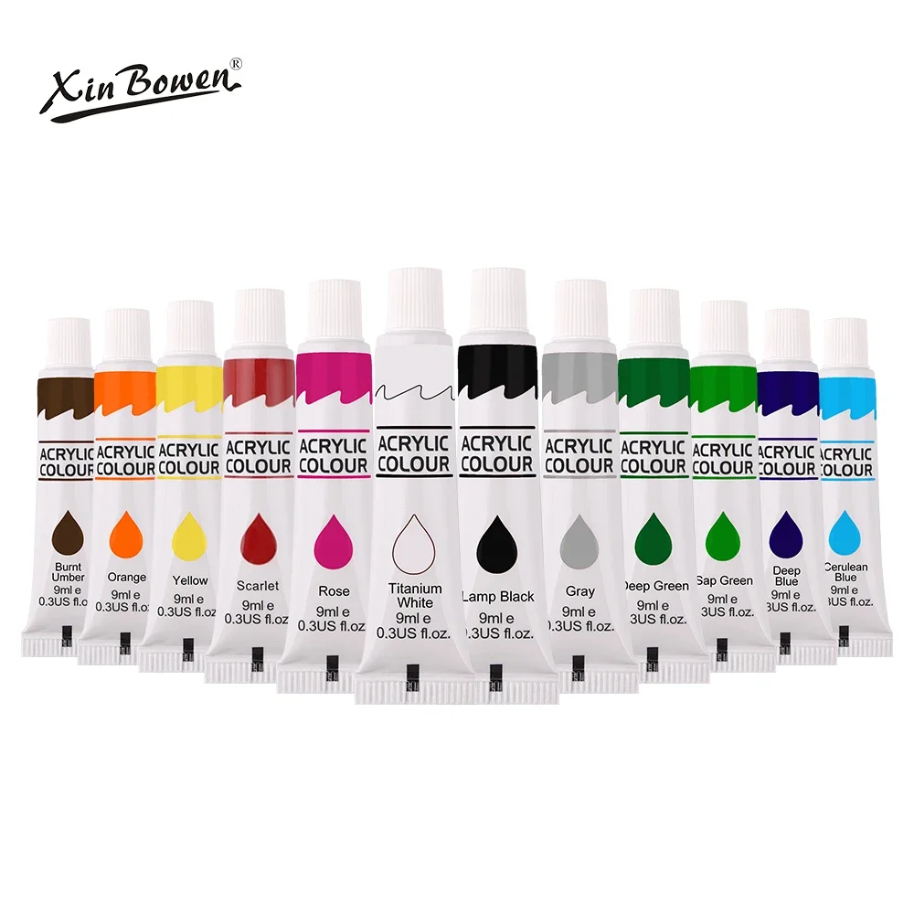 9mL, 학생 미술용 아크릴 안료, 낙서 그림, DIY 안료, 손으로 그린 ​​벽, 12가지 색상, 도매