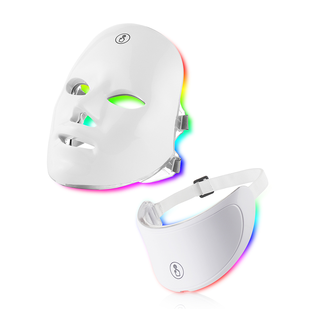 7-kolorowa maska do twarzy Led z szyją Maska do terapii światłem czerwonym do napinania skóry Lifting Anti-aging Bio-Light Beauty Whitening Home