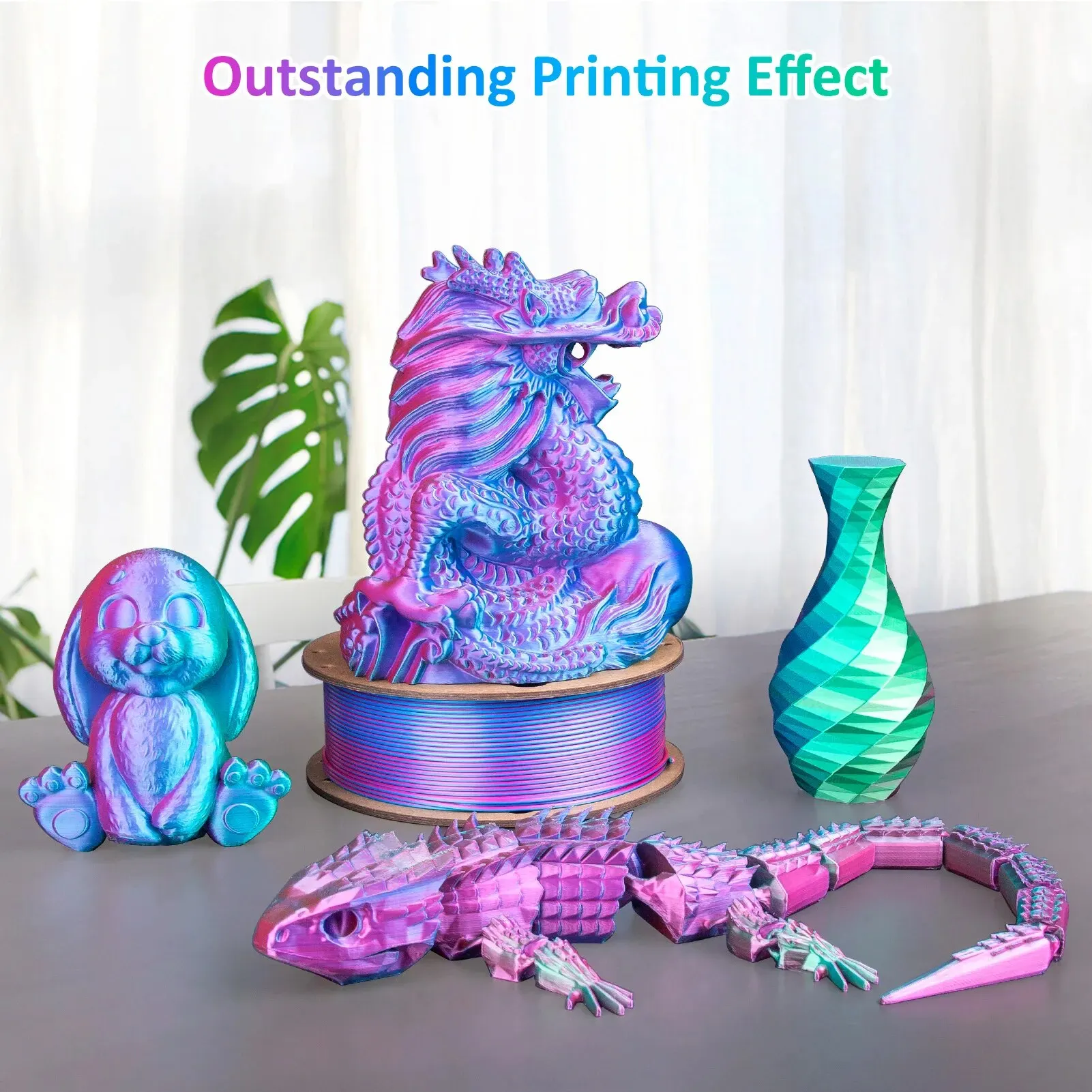Zijde PLA 3D-printerfilament 1,75 mm Drievoudige kleuren Zijde PLA-filament 3D-printfilament 250 g 3 in1 Kleur Roze Rood Hemelsblauw Groen