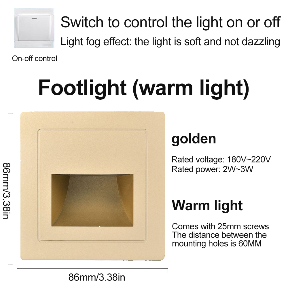 Lámpara de pared Led empotrada, interruptor para controlar la caja de la escalera, AC180-220V, lámpara de paso, iluminación del pasillo, iluminación de pared interior