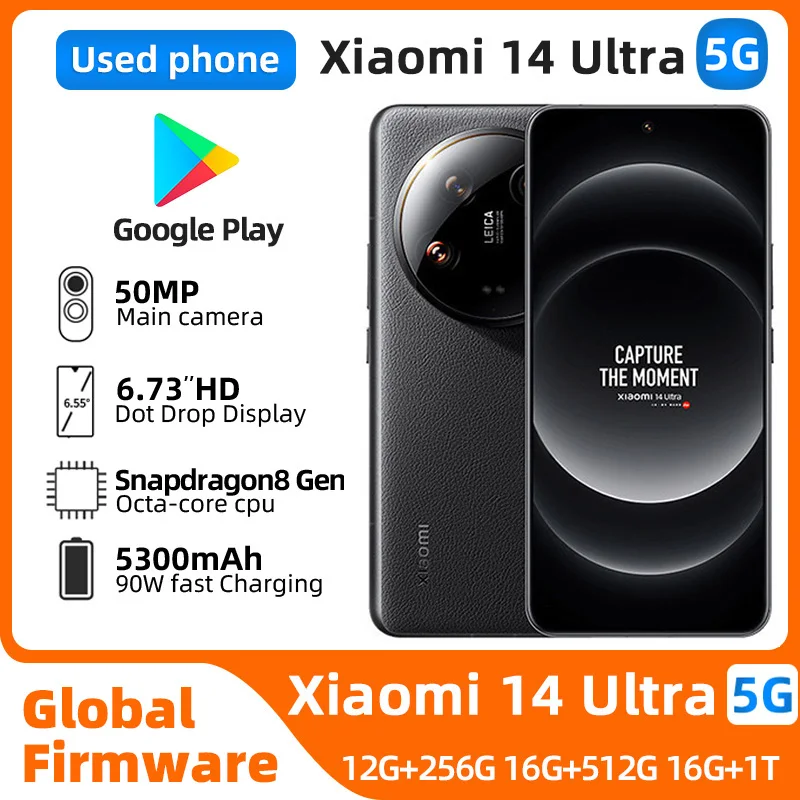 Xiaomi 14 Ultra Global Version 16GB 512GB 120Hz 6.73 "AMOLED Snapdragon 8 Gen 3 Leica กล้อง 50MP 90W HyperCharge สมาร์ทโฟน