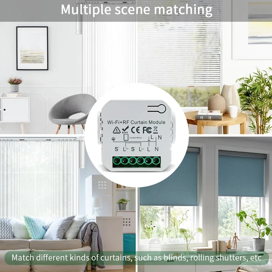 Interruptor inteligente Wifi para persianas enrollables, pantalla de proyector, parasol de ventana, Tuya Smart Life, Alexa, Google RF433, Control remoto
