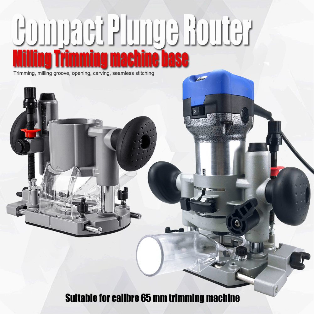 Base per router a immersione compatta Scanalature per rifilatura Apertura Rack per intaglio Staffa per router elettrico in alluminio Base per fresatrice