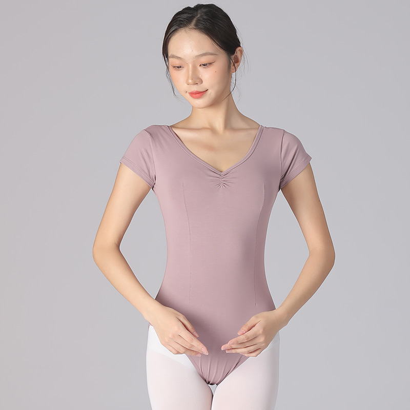 Балетные трико для женщин, базовый стиль, с коротким рукавом, однотонные, для танцев, для взрослых, для балета, танцевальный костюм, гимнастические трико
