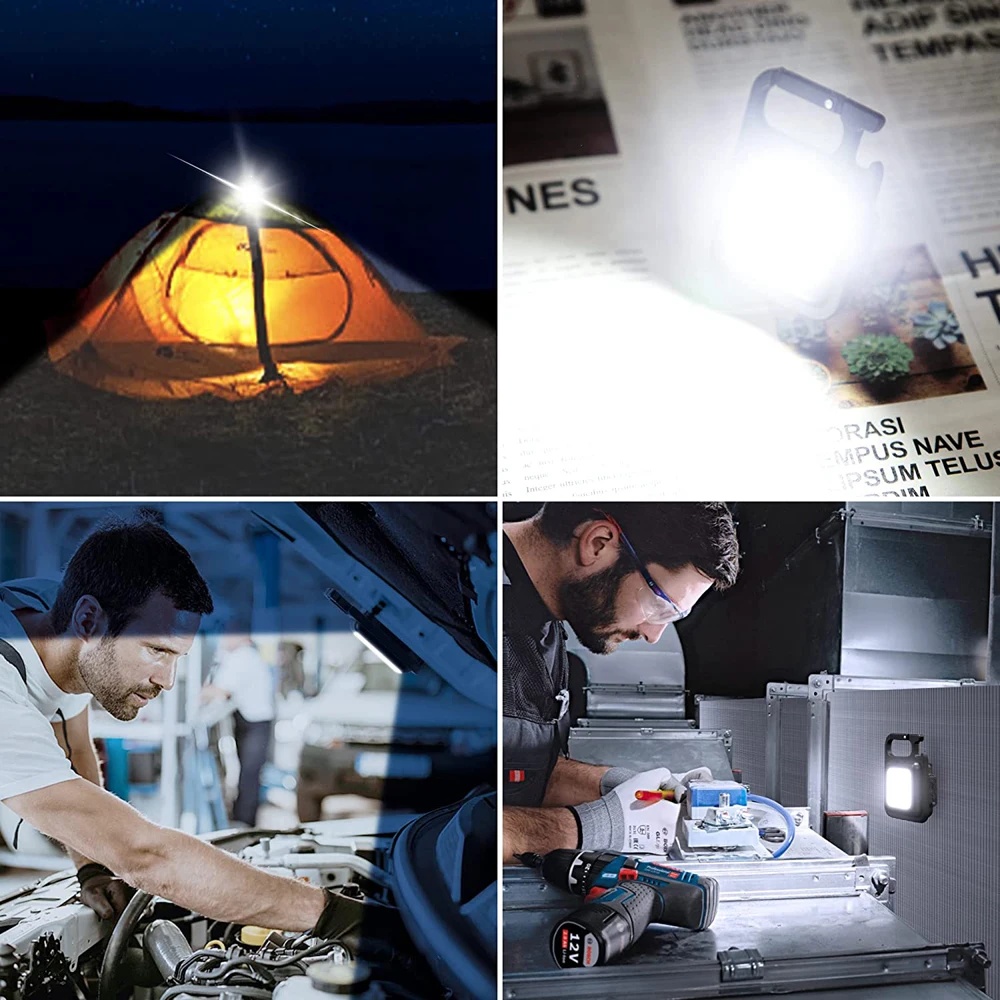 Mini lanterna LED magnética COB para acampamento ao ar livre luz de trabalho de bolso 800 lúmens holofotes recarregáveis USB