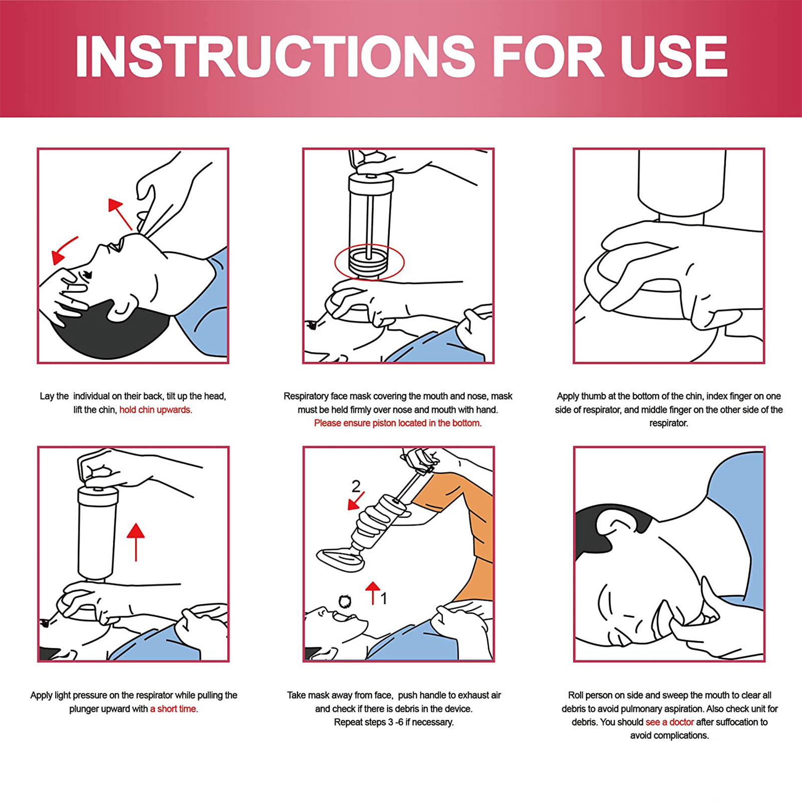 Heimreise Ersticken Rettungs gerät Erwachsene Kinder Atemwege unterstützen Saug werkzeug einfache Asphyxie Choke Notfall CPR Erste-Hilfe-Kit