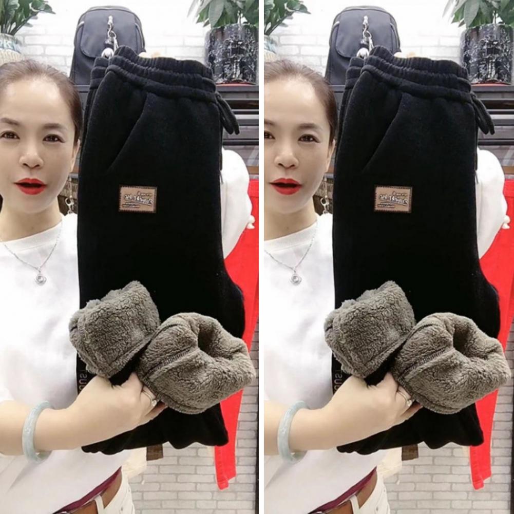 Damen-Jogginghose, gemütliche, mit Fleece gefütterte Damen-Jogginghose mit hoher Taille, Kordelzugtaschen, warme Winter-Freizeithose für Kälte