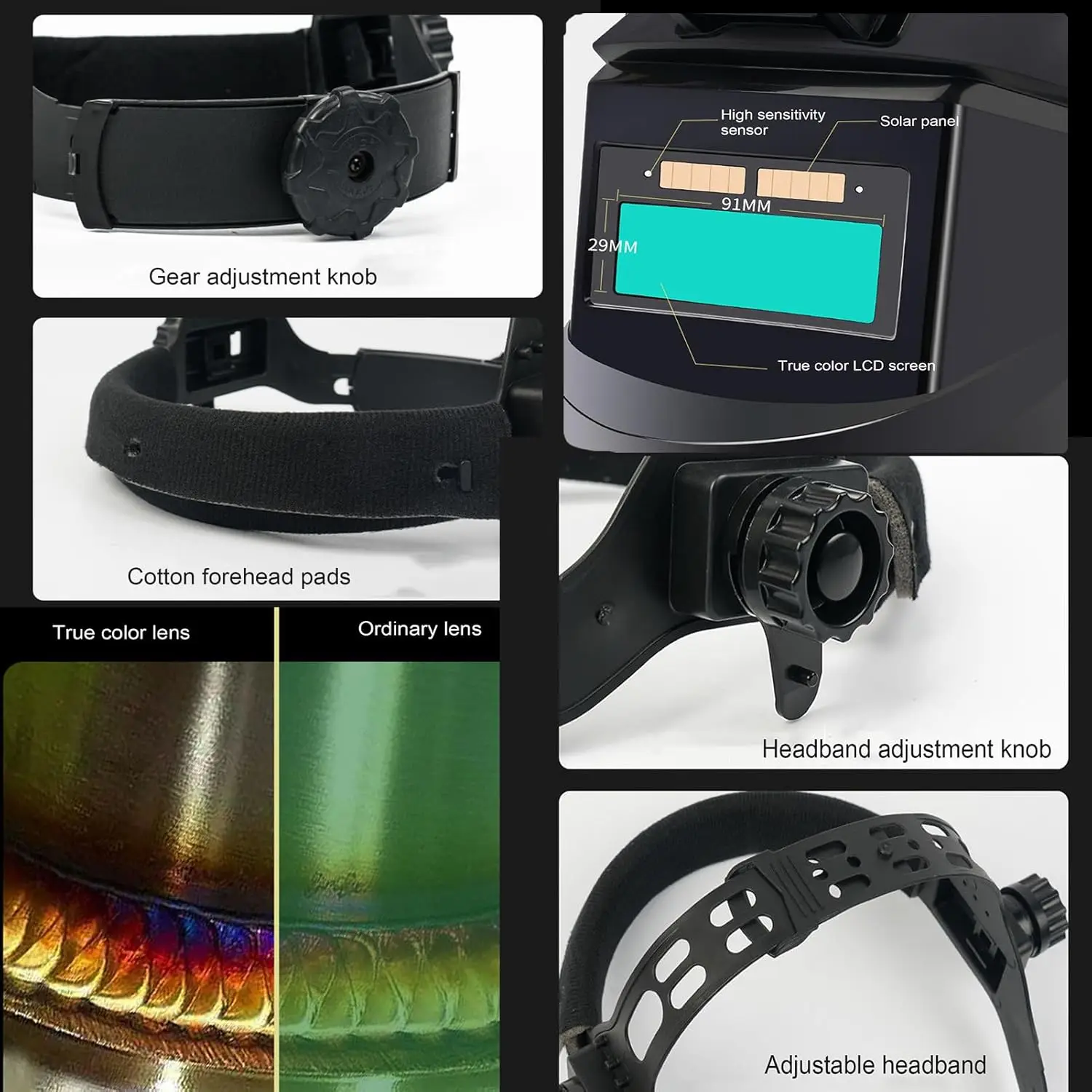 หมวกกันน็อคเชื่อมลดแสงอัตโนมัติ PP มืออาชีพพร้อมหน้าจอ LCD ทนความร้อนกระจกเชื่อมปรับแสงอัตโนมัติสําหรับการเชื่อมบดและตัด