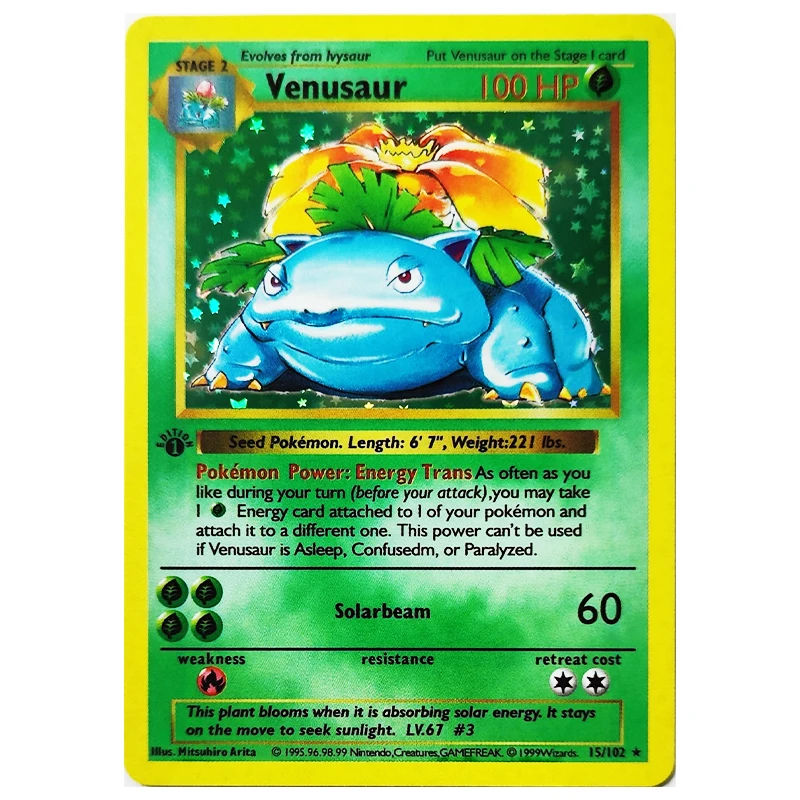 Pokemon-Sammelkarten 1996, 1. Auflage, Flash-Karten, Charizard Blastoise-Spiel, PTCG-Spiel, Anime, glänzende Sammelkarten, Geschenkspielzeug