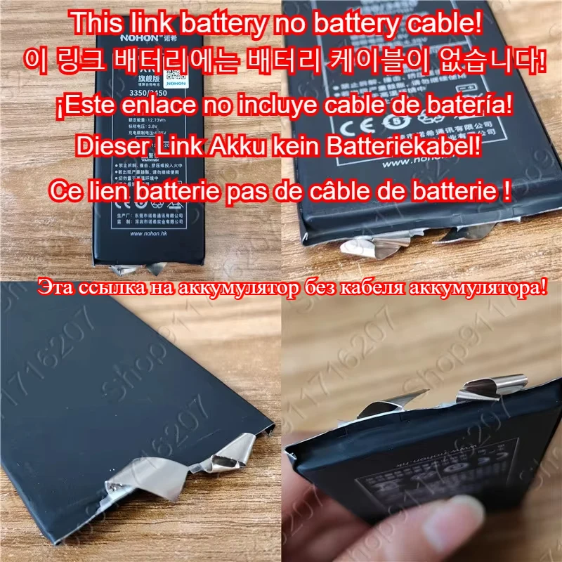 NOHON Battery (NO BMS Cable) for iPhone 13 12 Mini 14 15 Pro 11 XR XS Max Replacement Batteries Need Weld Repair BMS 100% Health