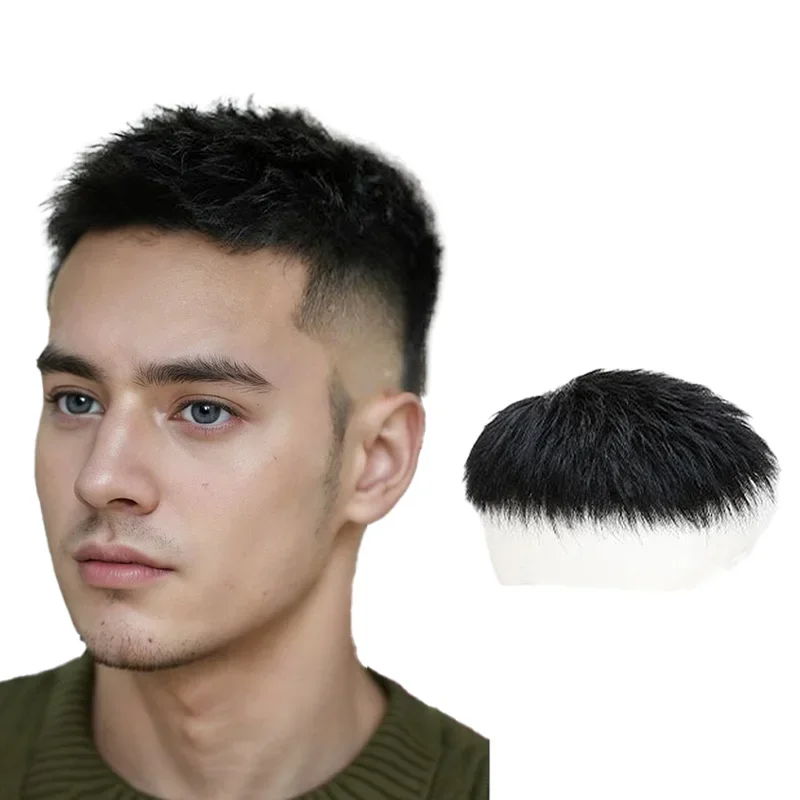 6 Polegada 100% cabelo humano 16x18cm masculino peruca clipe em extensões de cabelo topper sistema de substituição prótese capilar peruca de cabelo masculino