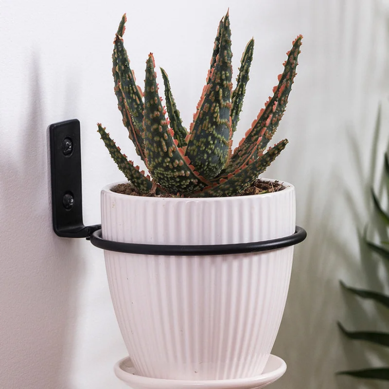 Cabide de parede de metal, Flowerpot Holder Ring Varanda Planter Pots Tray Rack, Decoração para casa, Suporte exterior e interior