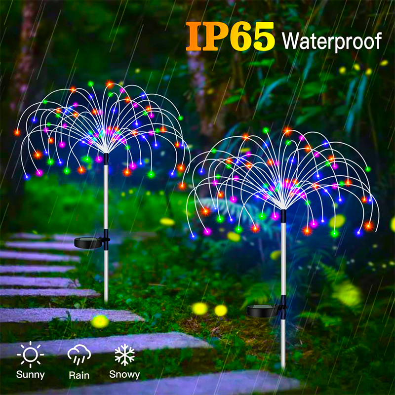 Solaire LED feu d'artifice fée lumières extérieur étanche décoration de jardin pelouse voie lampe solaire