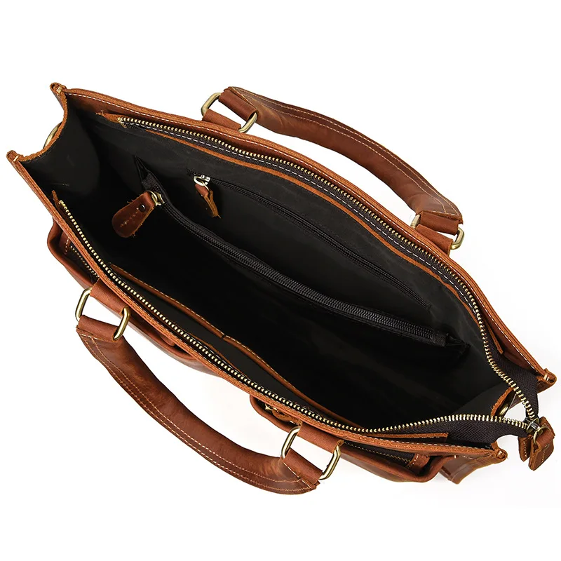 กระเป๋าถือหนังบุรุษ 15.6 นิ้ว PC Notebook แล็ปท็อปกระเป๋าเอกสารไหล่กระเป๋า 100% Cowhide กระเป๋าชายธุรกิจกระเป๋า