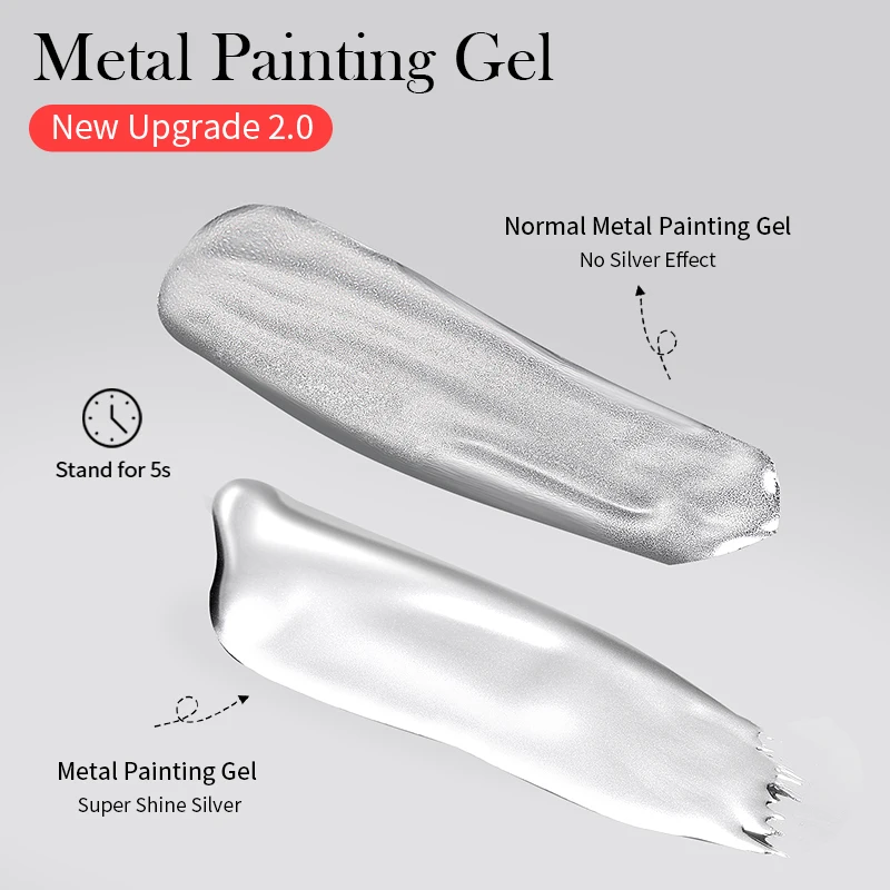 BORN PRETTY Sliver โลหะสายดอกไม้วาดเจล Soak Off สีโปร่งใส 5g ภาพวาดเจล UV เล็บเจล Varni