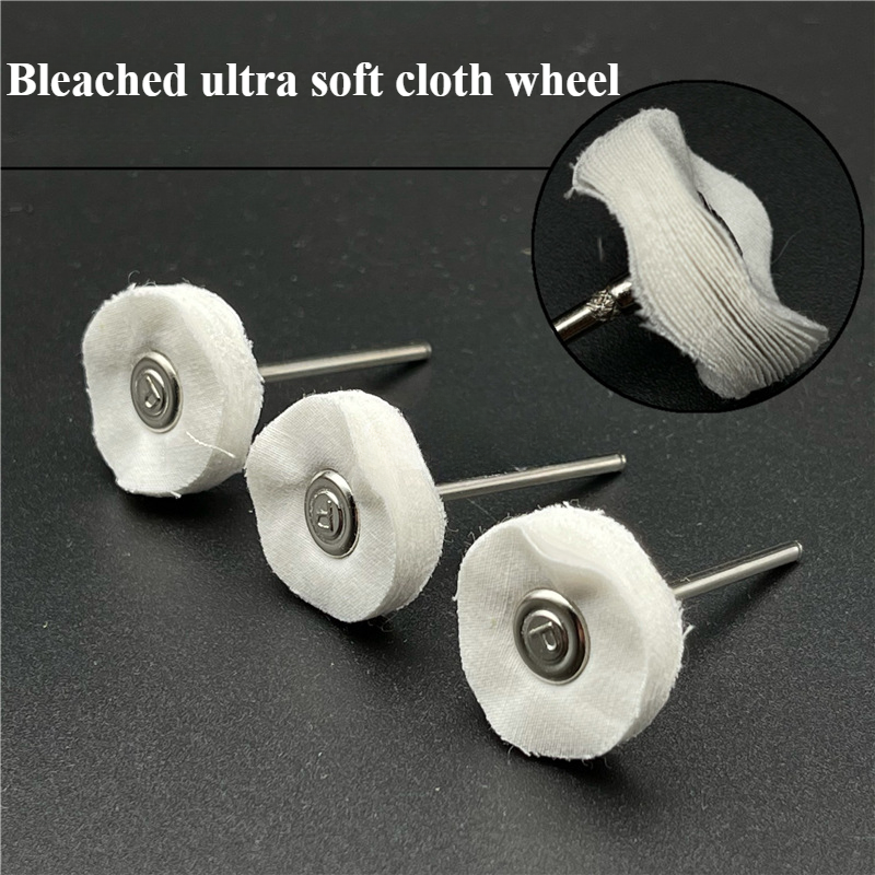5PCS 2.35mm Handle Yellow / Beige / Bleach Cloth Wheel  Jewelry Polishing Cloth Wheel Dremel Rotating Tool Accessories