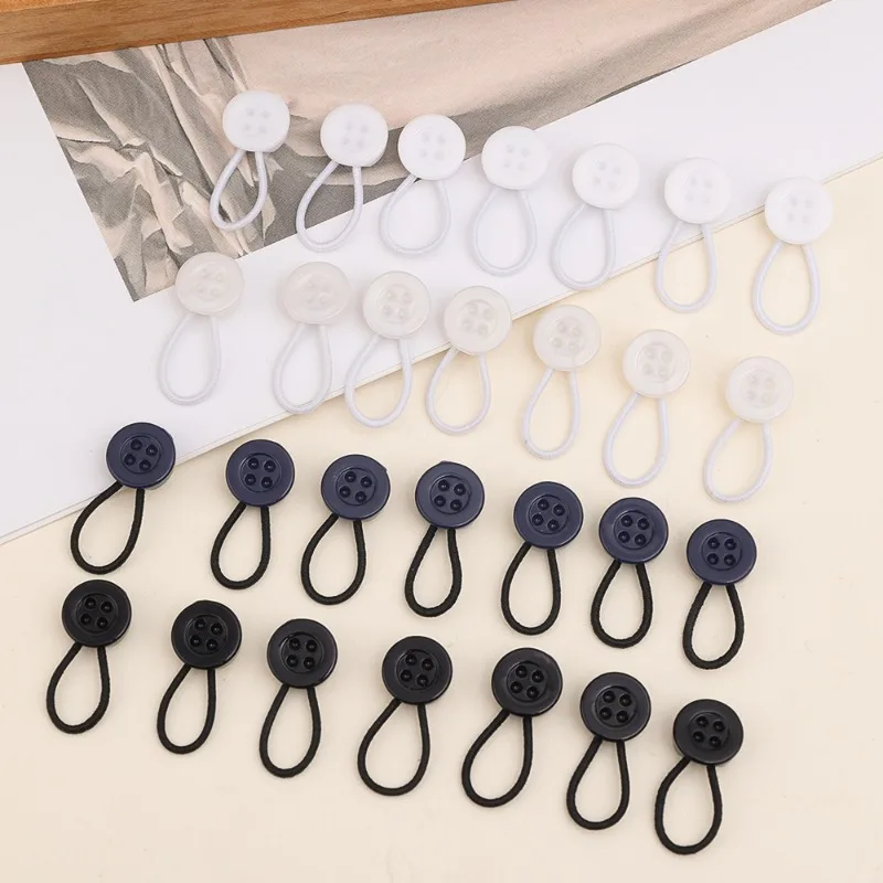 Elastic Cord Extend Collar Button Adjustable Lengthen Cuff Jeans Waistline Extension Buckle Trousers Pants Waist Prolong Buttons